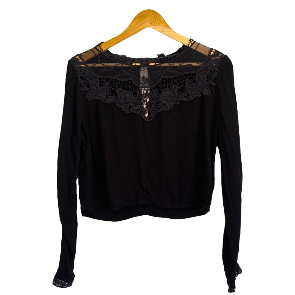Forever 21 L lace cutout back long sleeve top y2k boho